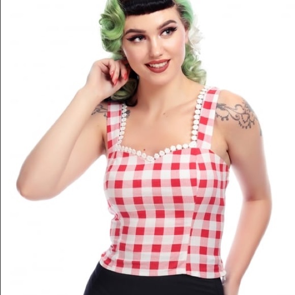 Collectif Tops - FINAL PRICE Collectif Mainline Lottie Vintage Gingham Top XXL